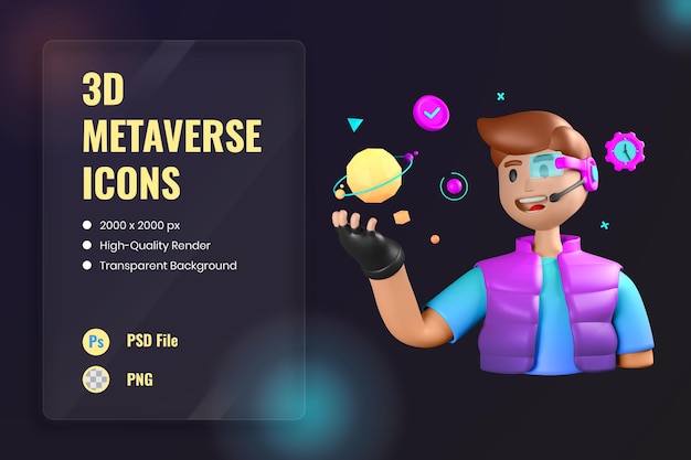 Gratis PSD 3d pictogram illustratie toekomstige technologie cyberspace vr bril virtual reality