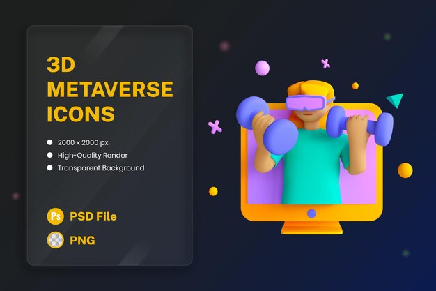 3D Pictogram Illustratie Virtuele Oefening Fitness Gezond