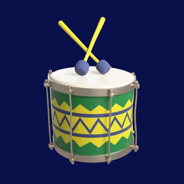 Gratis PSD 3d pictogram voor braziliaans carnaval met drums
