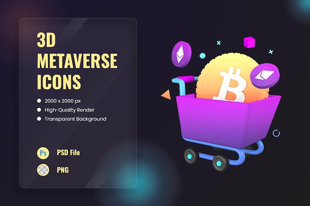 3D-pictogramillustratie Bitcoin Cryptocurrency Digitaal geld Valuta kopen