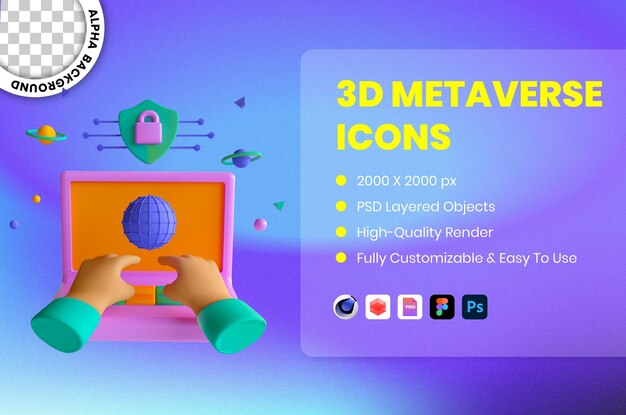 3D-pictogramillustratie Metaverse-technologie