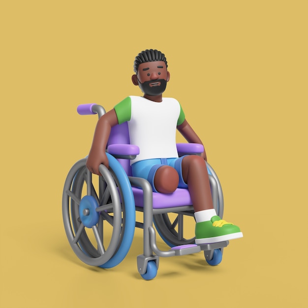 Gratis PSD 3d-pose van man met beperkte mobiliteit