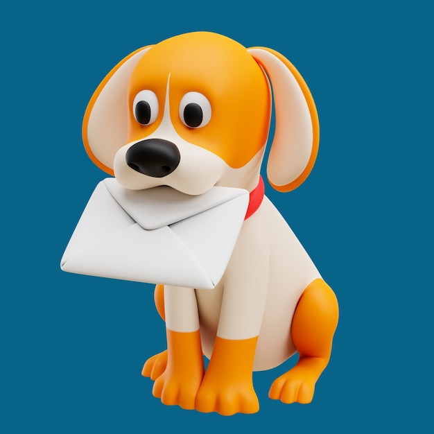 Gratis PSD 3d-postpictogram met hond en letter