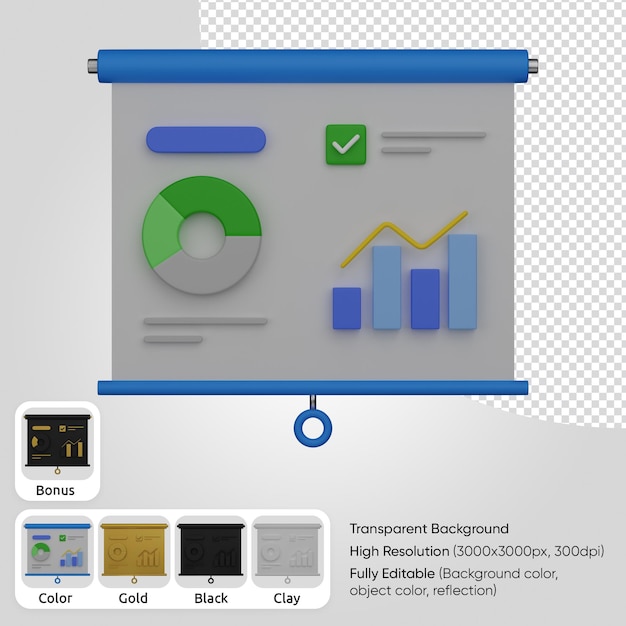 Gratis PSD 3d-presentatie met statistiek