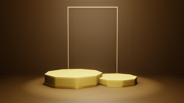 3d product abstracte minimale scène spotlight met geometrisch platform Spotlight achtergrond 3d render illustratie met gele podiumscène om cosmetische product spotlight te tonen