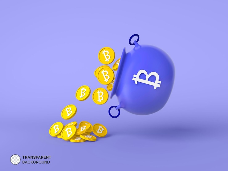PSD Gratis 3d render bitcoin pot isolated icon