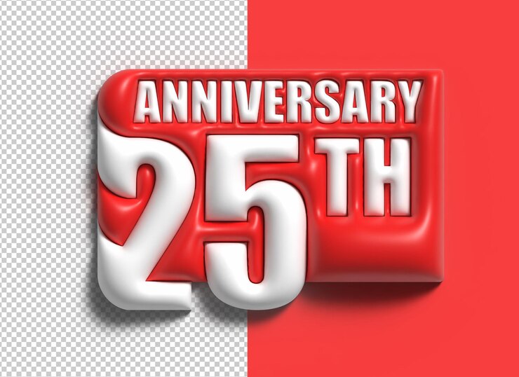PSD gratuito 3d render celebrazione del 25° anniversario png