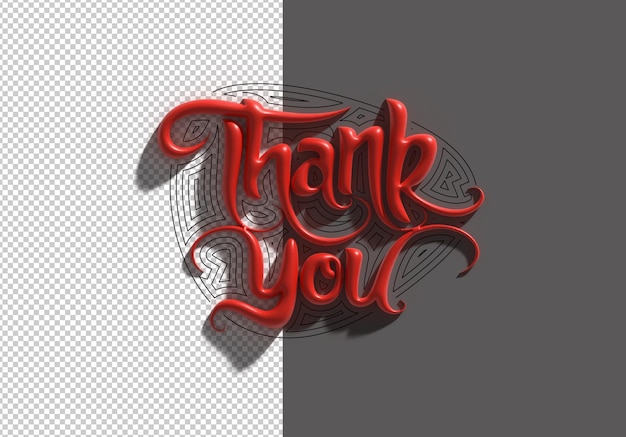 Gratis PSD 3d render dank u belettering typografisch transparant psd-bestand