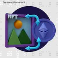 Gratis PSD 3d render ethereum nft crypto kunst verzamelobjecten concept