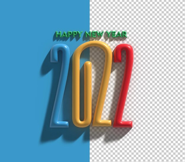 3D Render Felice Anno Nuovo 2022 Tipografia Di Testo File Psd Trasparente.