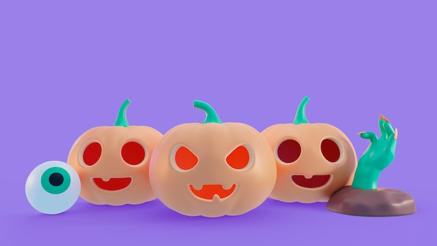 3d render fondo de halloween con elementos de miedo