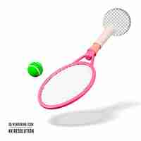 Gratis PSD 3d render illustratie tennis geïsoleerd pictogram