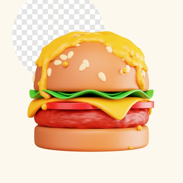 3d render ilustración Burger icono aislado