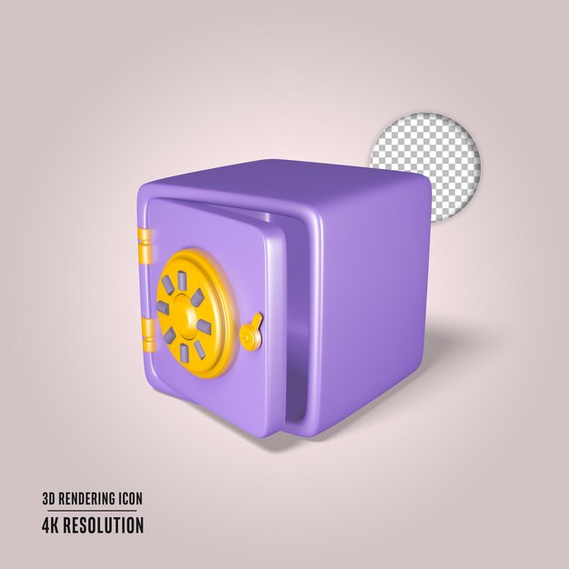 3d render ilustración caja fuerte dinero casillero icono aislado