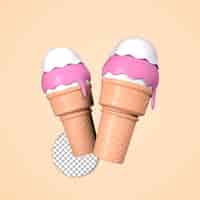 PSD gratuito 3d render ilustración cono de helado icono aislado