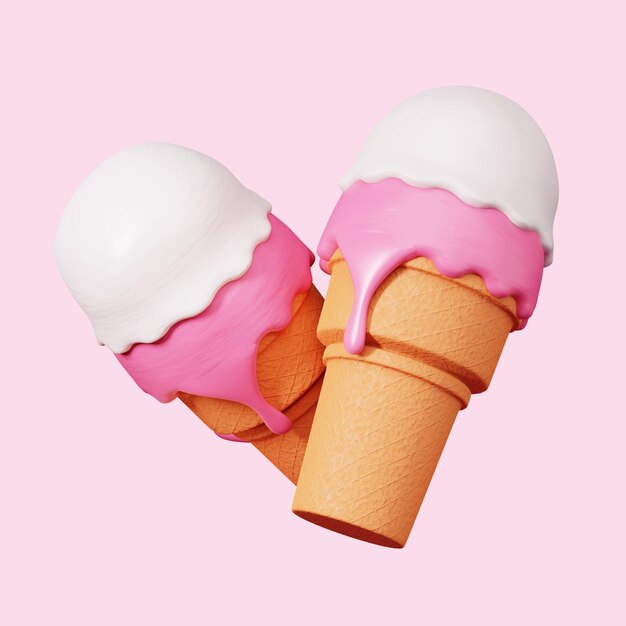 3d render ilustración helado icono aislado