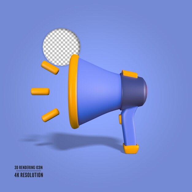 3D Render ilustración megáfono icono aislado