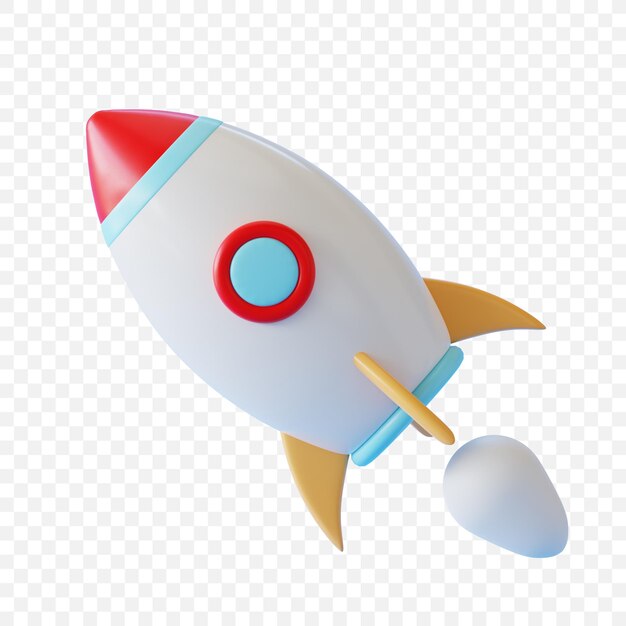 3d render ilustración nave espacial cohete icono aislado