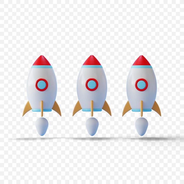 3d render ilustración nave espacial cohete icono aislado