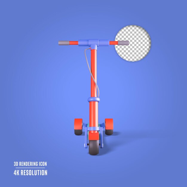 3d render ilustración pedal scooter icono aislado