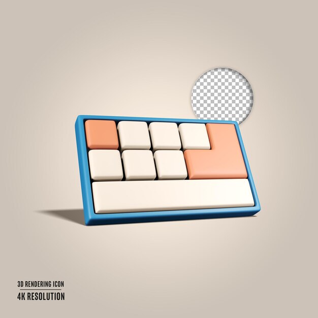3D Render ilustración teclado icono aislado