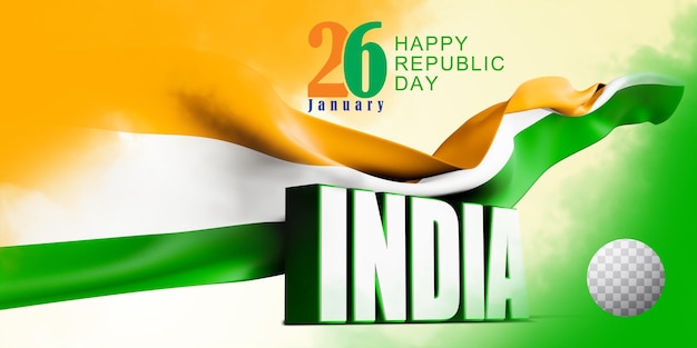 3d render indiase republiek dag concept met transparante achtergrond