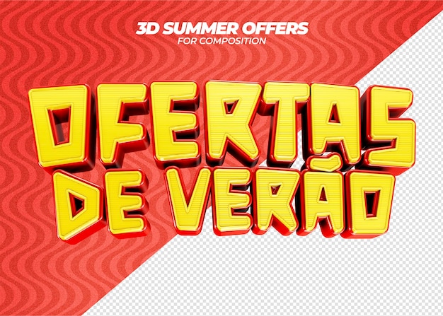 PSD gratuito 3d render label ofertas de verano para composición verao en brasil