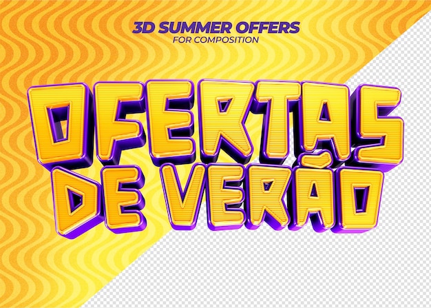 Gratis PSD 3d render label zomeraanbiedingen voor compositie verao in brazilië