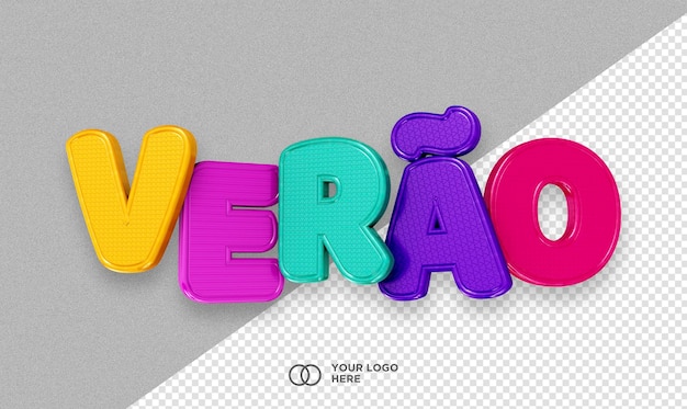 PSD gratuito 3d render logo verano verao en brasil para composición