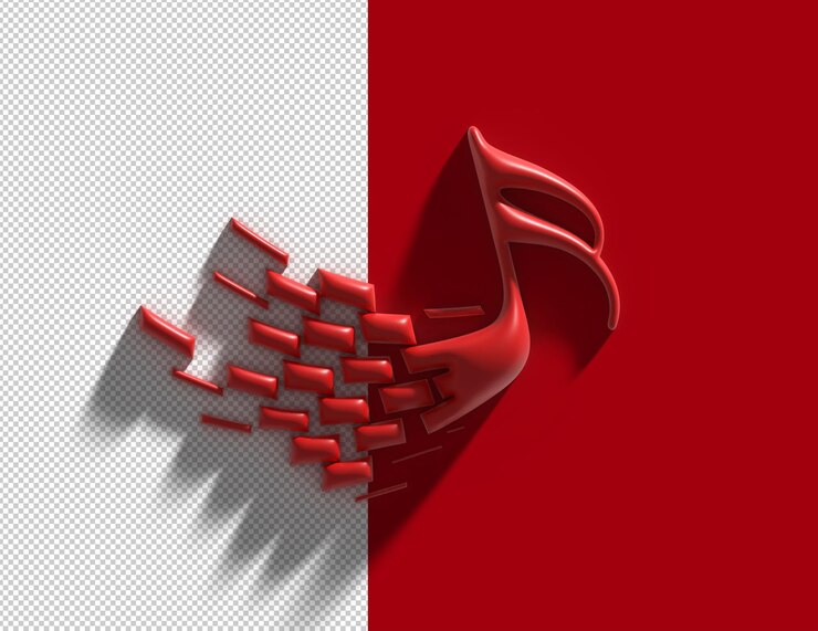 PSD Gratis 3d render music note illustration design transparent psd file.