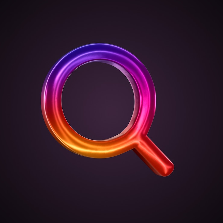 PSD Gratis 3d render of a colorful gradient magnifying glass icon