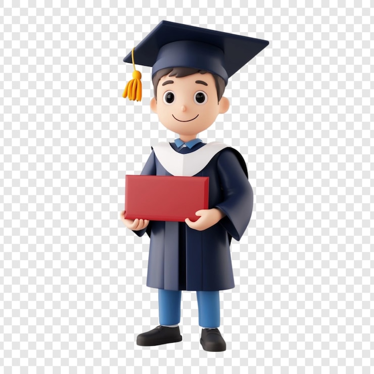 PSD Gratis 3d render of a happy graduate holding a diploma