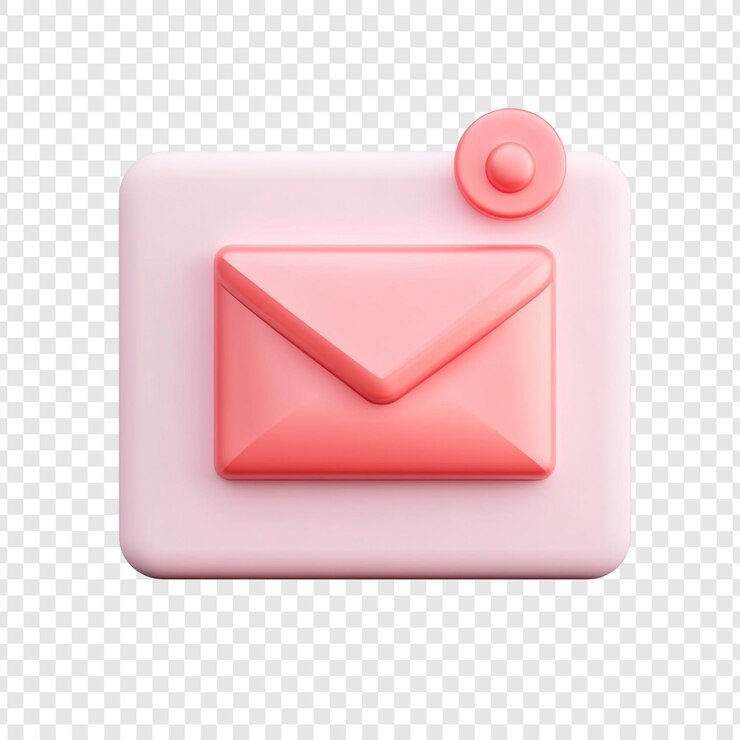PSD Gratis 3d render of a pink email icon new message notification