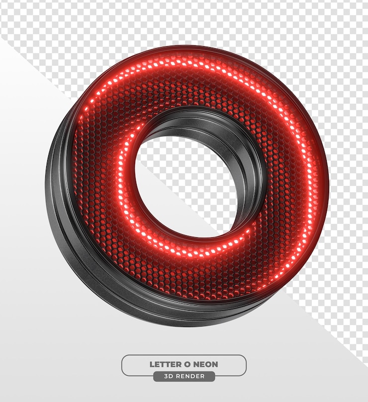 PSD Gratis 3d render of neon letter o