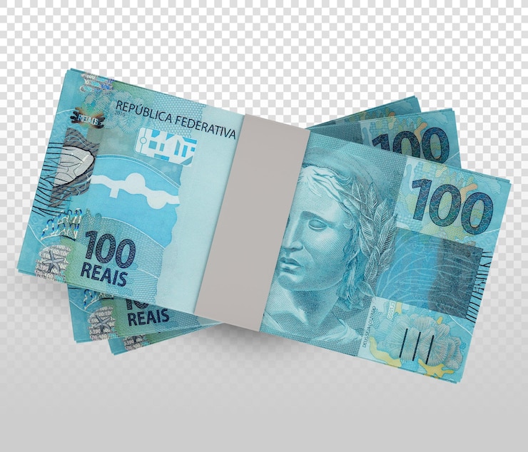 PSD Gratis 3d render realistic currency money of brazil 100 reais