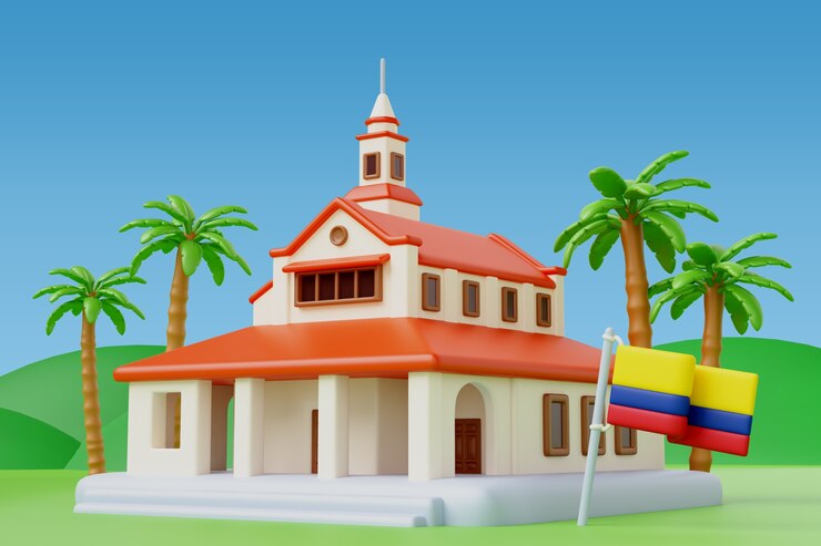 PSD Gratis 3d rendering of colombian town hall