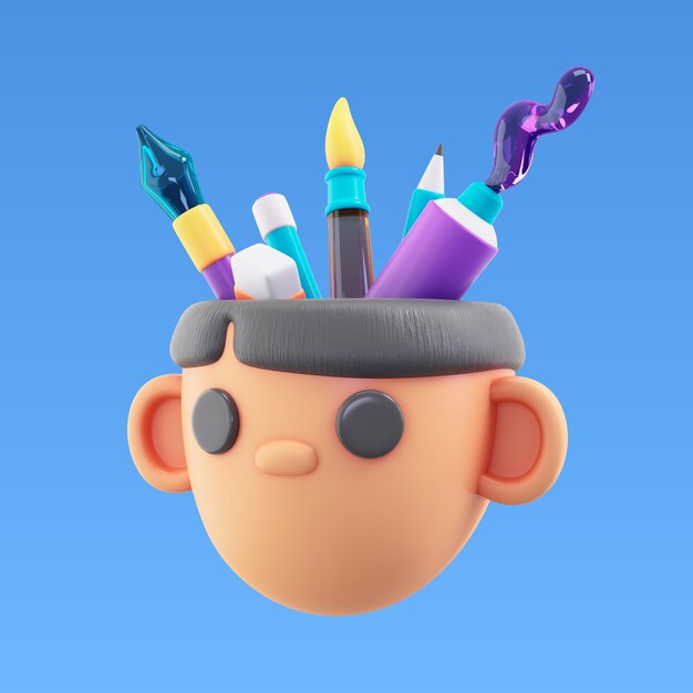 3d rendering of creative mind icon