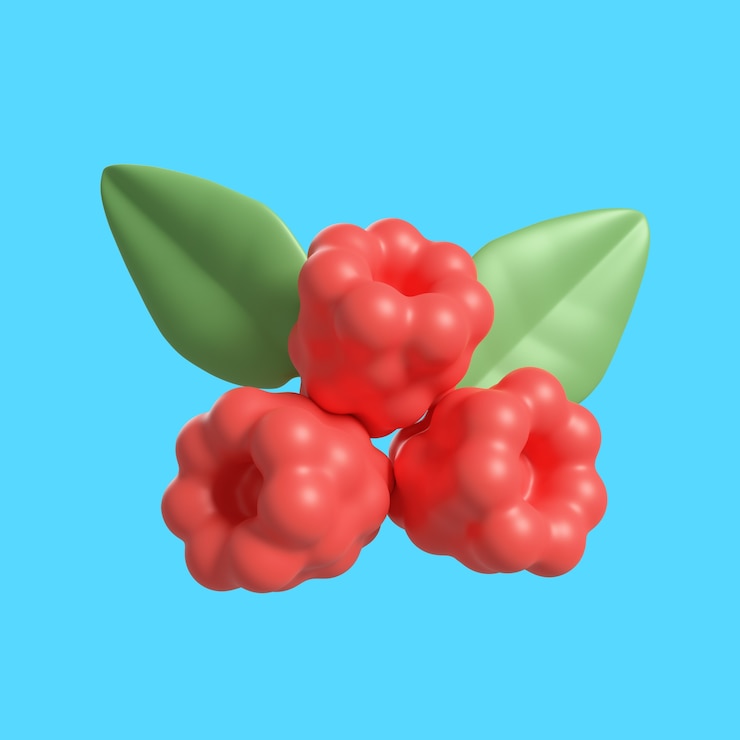 PSD Gratis 3d rendering of delicious raspberries