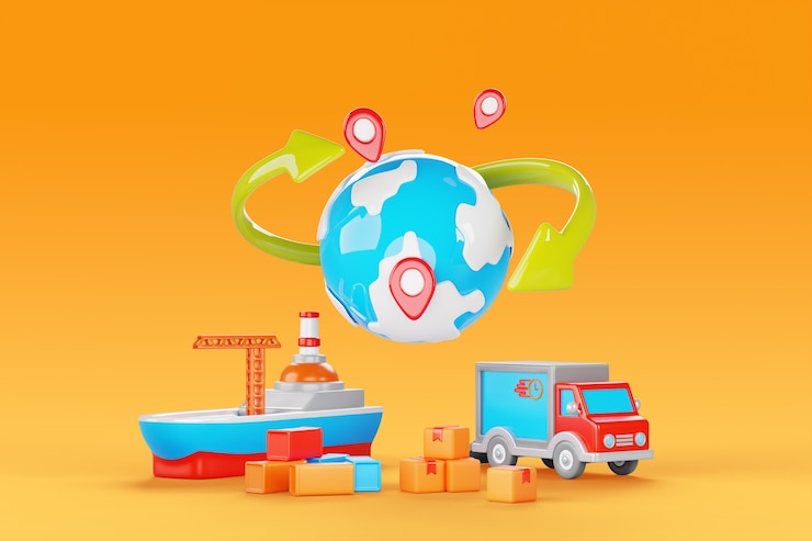 PSD Gratis 3d rendering of delivery sales background