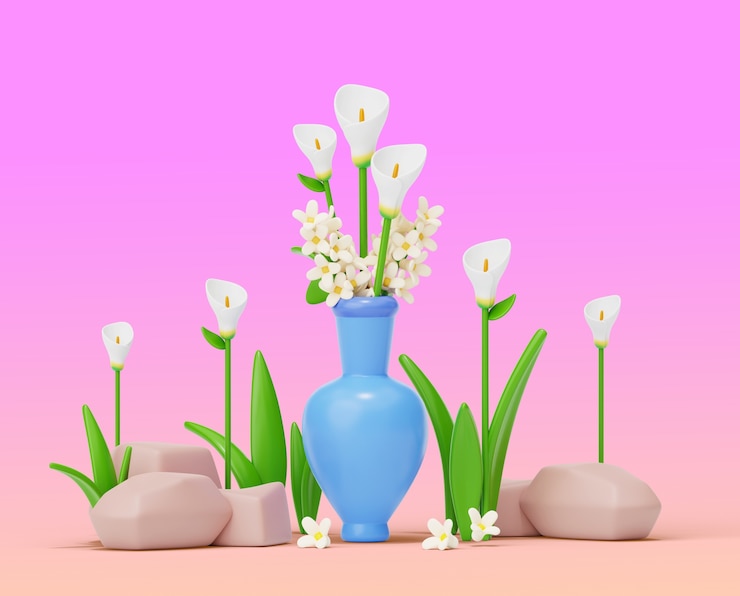 PSD Gratis 3d rendering of flowers still life background