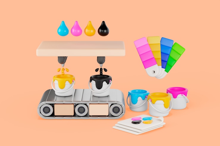 PSD Gratis 3d rendering of graphic design factory illustration