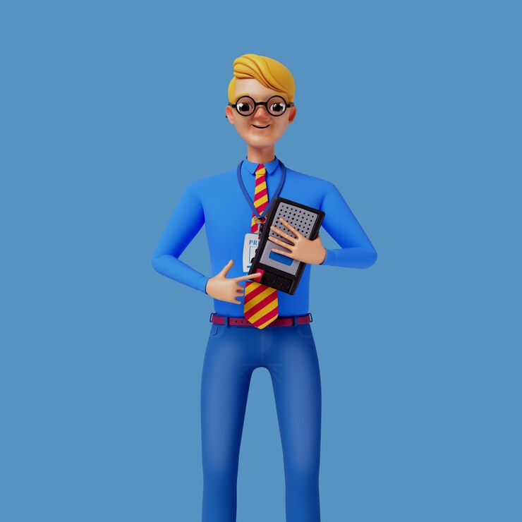 PSD Gratis 3d rendering of journalist cartoon