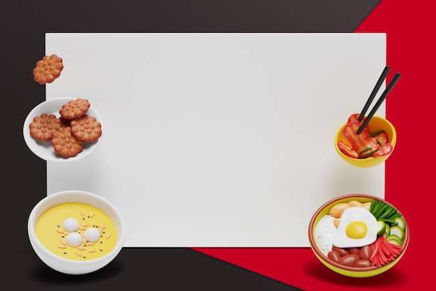 3d rendering of korean food blank banner