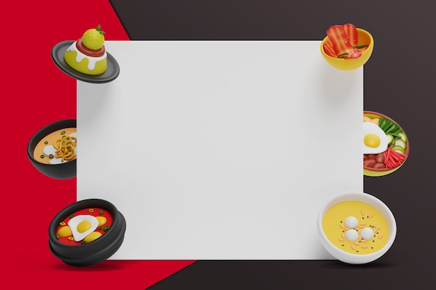 3d rendering of korean food blank banner