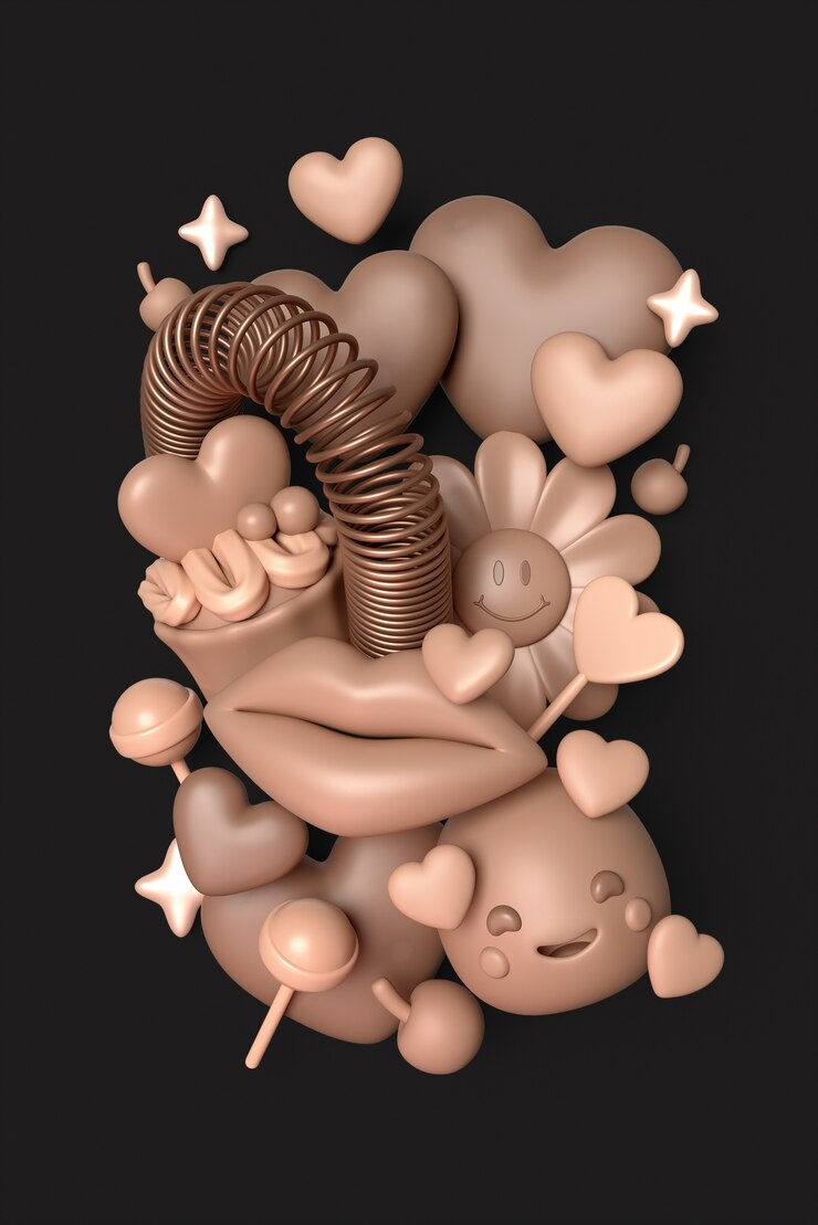 PSD Gratis 3d rendering of love icons