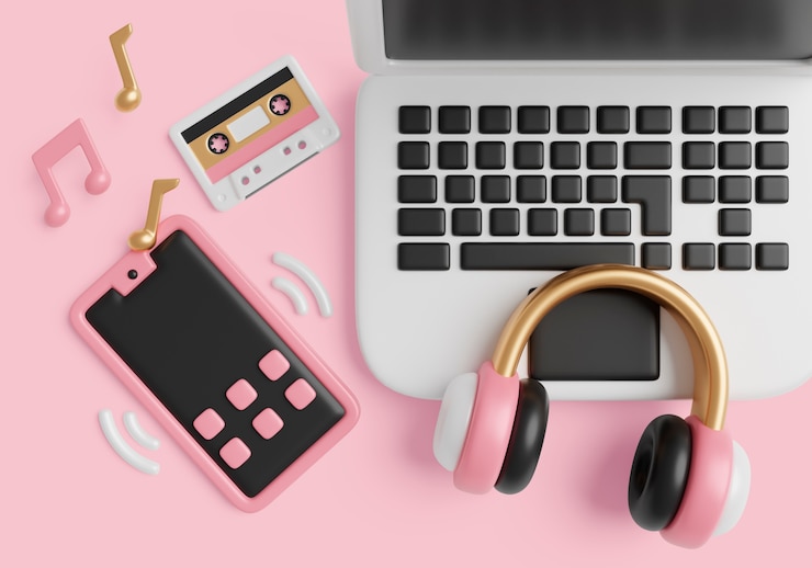 PSD Gratis 3d rendering of music background
