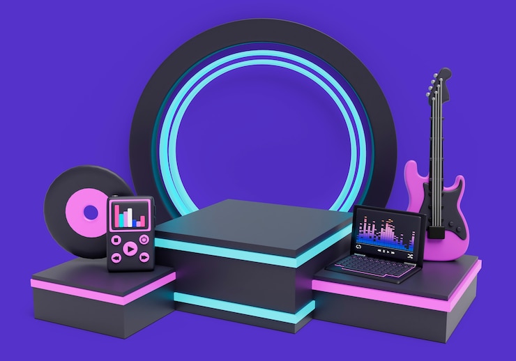 PSD Gratis 3d rendering of music podium background