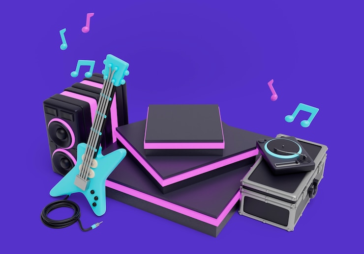 PSD Gratis 3d rendering of music podium background