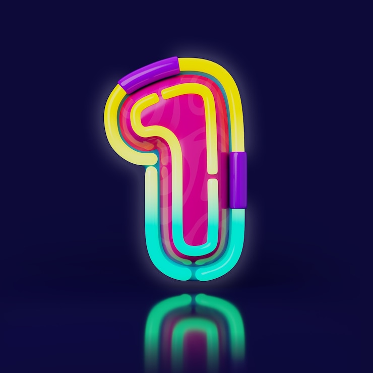 PSD Gratis 3d rendering of neon number icon