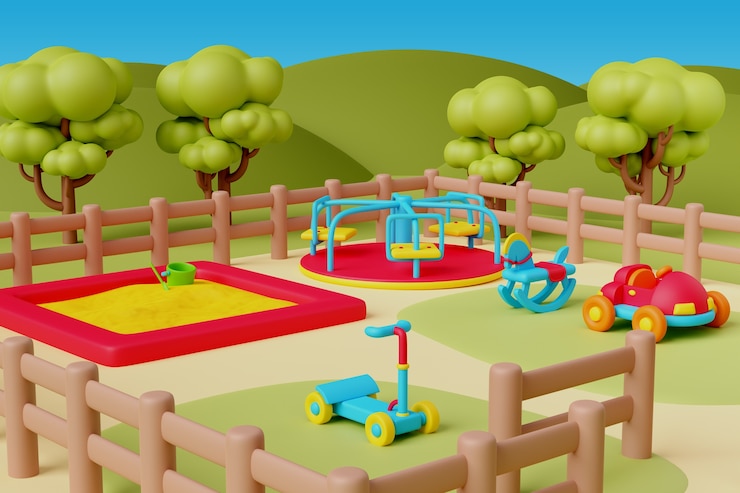 PSD Gratis 3d rendering of playground